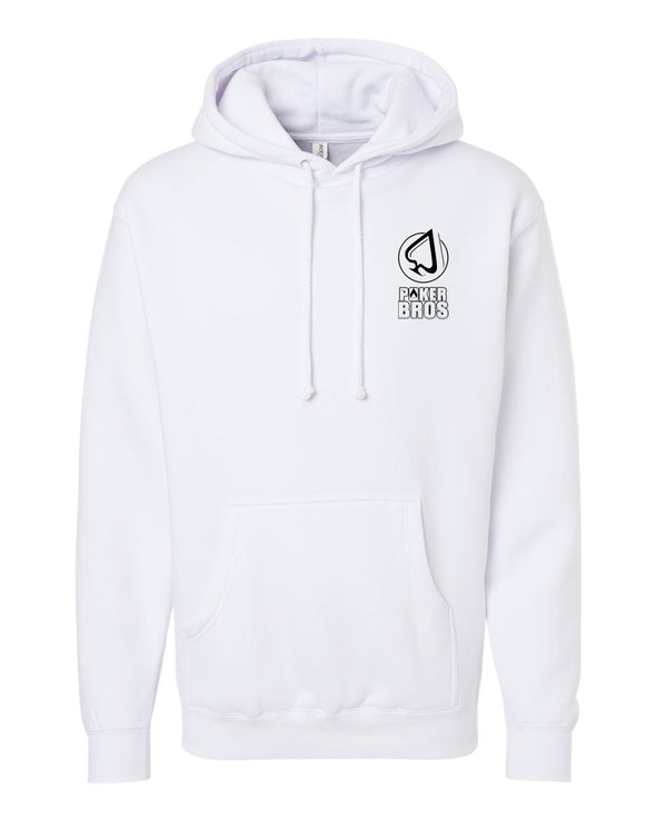 PokerBROS Classic Stacked Left Chest Logo Hoodie - White