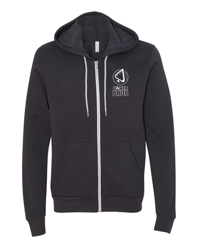 PokerBROS Classic Stacked Logo Full Zip - Charcoal Grey